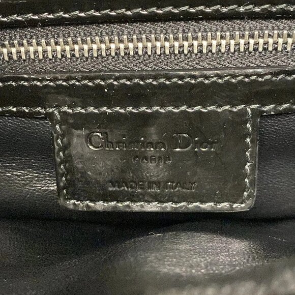 Auth DIOR/ChristianDior Lady Dior Large Bag Gray Black Wool Patent Leather - Picture 7 of 16